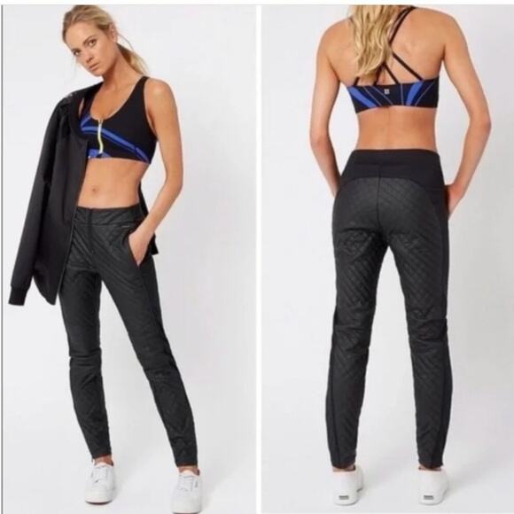 Sweaty Betty Faux Leather Contrast Fabric Arctic Luxe Quilted Pant Size M - Picture 1 of 11